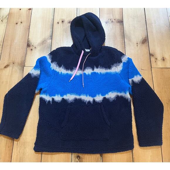 Crown & Ivy Cabana Womens sherpa pull over. Hooded. Blue. Soft Fluffy. XL - Picture 1 of 7